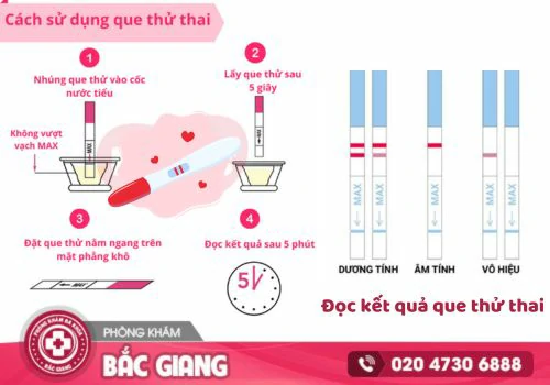 ra máu báo thai thử que được chưa